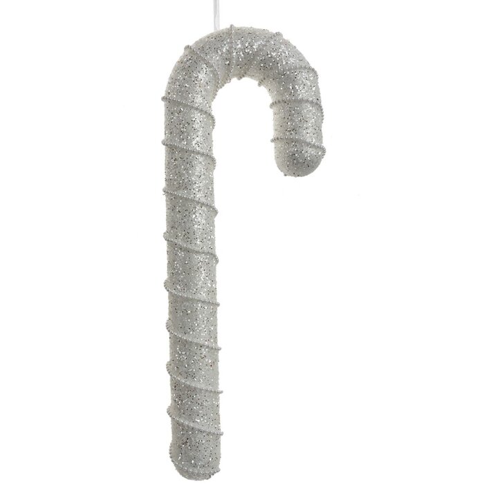 Clayre & Eef 66184 Wisiorek Candy Cane Biały 12x4x33 cm Plastikowy brokat