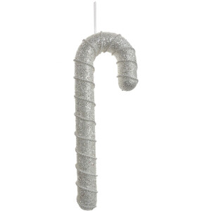 Clayre & Eef 66184 Wisiorek Candy Cane Biały 12x4x33 cm Plastikowy brokat