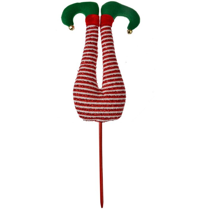 Clayre & Eef 66194 Dekoracja świąteczna Elf Nogi Czerwony Zielony 19x4x52 cm