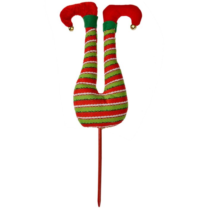 Clayre & Eef Dekoracja świąteczna Elf Nogi 19x4x50 cm Czerwony Zielony Biały