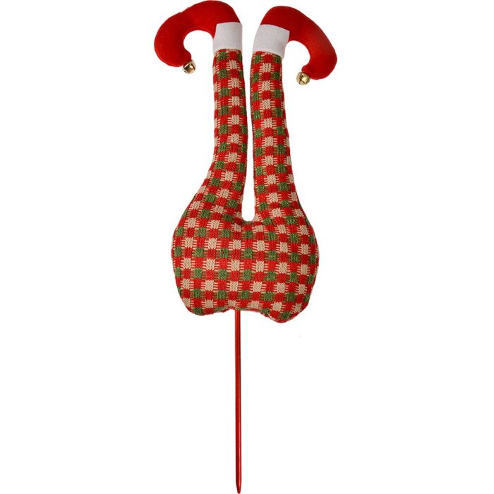 Clayre & Eef 66196 Dekoracja świąteczna Elf Nogi Czerwony Zielony Kremowy 67cm