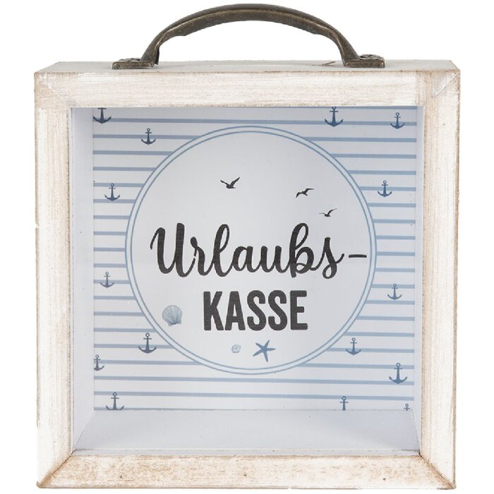 Clayre & Eef 65878 Skarbonka Biała 15x8x18 cm Country Style MDF Szkło