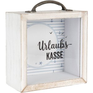 Clayre & Eef 65878 Skarbonka Biała 15x8x18 cm Country Style MDF Szkło