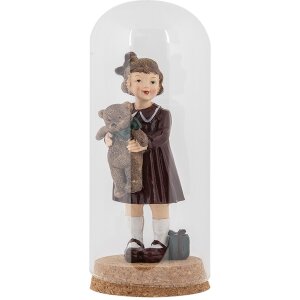 Clayre & Eef Szklany słoik Ø 8x20 cm z korkową podstawą Przezroczyste szkło