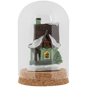 Clayre & Eef Szklany dzwonek Ø8x12cm Przezroczysty z korkową podstawą Dekoracja