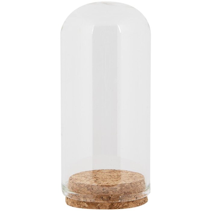 Clayre & Eef Szklany słoik dzwon Ø5x10cm Przezroczysty z korkowym dnem Deco
