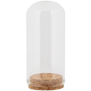 Clayre & Eef Szklany słoik dzwon Ø5x10cm Przezroczysty z korkowym dnem Deco