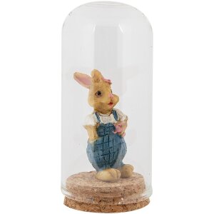 Clayre & Eef Szklany słoik dzwon Ø5x10cm Przezroczysty z korkowym dnem Deco