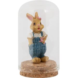 Clayre & Eef Szklany słoik dzwonek Ø5x8cm Przezroczysty z korkową podstawą Dekoracyjny słoik dzwonek