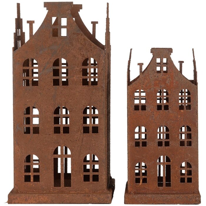 Clayre & Eef 6Y5775 Zestaw 2 metalowych brązowych dekoracji do domu w stylu wiejskim 11x11x21cm