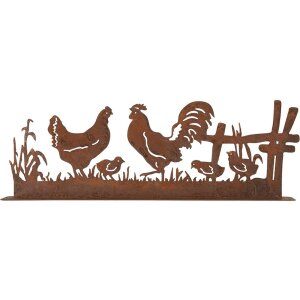 Clayre & Eef 6Y5778 Dekoracja Kurczak z Kogutem Brązowy 41x5x14 cm Styl wiejski