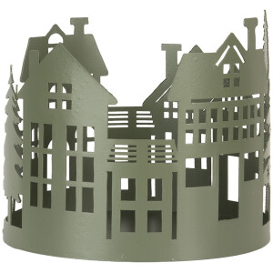 Clayre & Eef 6Y5788 Zestaw 3 metalowych domków w stylu wiejskim w kolorze zielonym