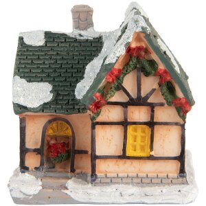 Clayre & Eef 6PR5733 Domek dekoracyjny z diodą LED pomarańczowo-zielony 6x5x6 cm