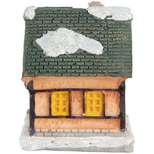 Clayre & Eef 6PR5733 Domek dekoracyjny z diodą LED pomarańczowo-zielony 6x5x6 cm