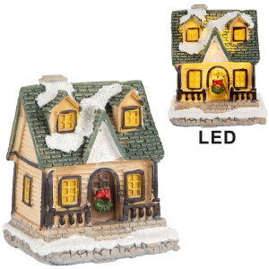 Clayre & Eef 6PR5735 Ozdoba do domu LED beżowo-zielona 5x5x6 cm
