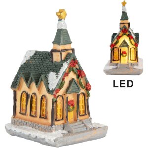 Clayre & Eef 6PR5736 Dekoracja Dom LED 6x5x9 cm polyresin pomarańczowy zielony