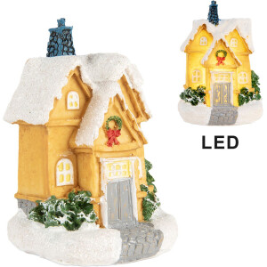 Clayre & Eef 6PR5738 Domek dekoracyjny z LED żółto-biały Ø 6x9 cm