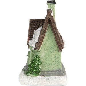 Clayre & Eef 6PR5740 Dekoracja Domek z diodami LED 5x5x8 cm Dekoracja świąteczna z polyresinu