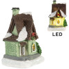 Clayre & Eef 6PR5740 Dekoracja Domek z diodami LED 5x5x8 cm Dekoracja świąteczna z polyresinu