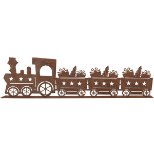 Clayre & Eef 6Y5777 Dekoracja Pociąg Metal Brązowy 34x5x10 cm Styl wiejski