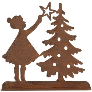 Clayre & Eef 6Y5780 Dekoracja Dziecko z choinką brązowy 14x5x14 cm