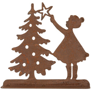 Clayre & Eef 6Y5780 Dekoracja Dziecko z choinką brązowy 14x5x14 cm