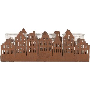 Clayre & Eef 6Y5783 Pojemnik na tealighty Houses Brown 30x9x11 cm Styl wiejski