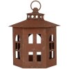 Clayre & Eef 6Y5785 Latarnia brązowa Ø 19x22 cm Metalowa dekoracja ogrodowa w stylu antycznym