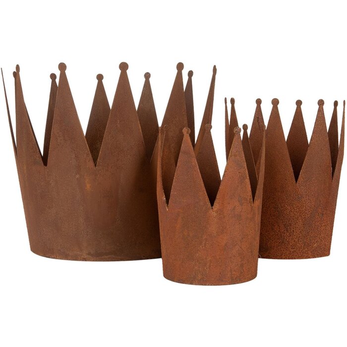 Clayre & Eef 6Y5789 Zestaw 3 metalowych koron dekoracyjnych w rustykalnym stylu country