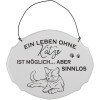Clayre & Eef 6Y5685 Znak tekstowy Życie bez kota jest możliwe Biały 18x15 cm