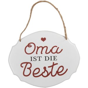 Clayre & Eef 6Y5686 Znak tekstowy Babcia jest najlepsza Biały Czerwony 18x1x15 cm Żelazo
