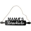 Clayre & Eef Znak tekstowy Mamas star kitchen black 50x1x14 cm żelazna lina jutowa