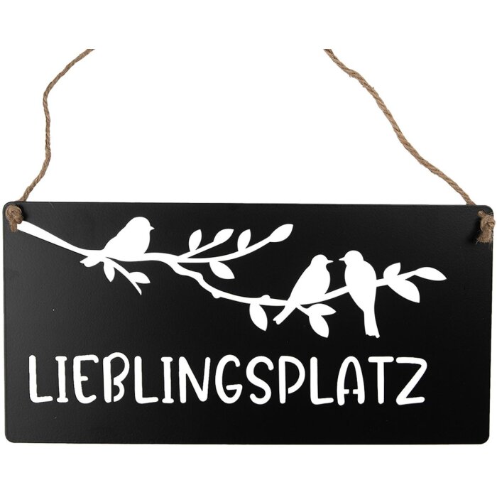 Clayre & Eef 6Y5697 Znak tekstowy ulubione miejsce czarny biały 30x1x15 cm żelazo