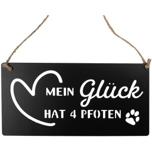 Clayre & Eef 6Y5698 Znak tekstowy Moje szczęście ma 4 łapy Czarny 30x1x15 cm