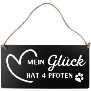 Clayre & Eef 6Y5698 Znak tekstowy Moje szczęście ma 4 łapy Czarny 30x1x15 cm