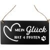 Clayre & Eef 6Y5698 Znak tekstowy Moje szczęście ma 4 łapy Czarny 30x1x15 cm