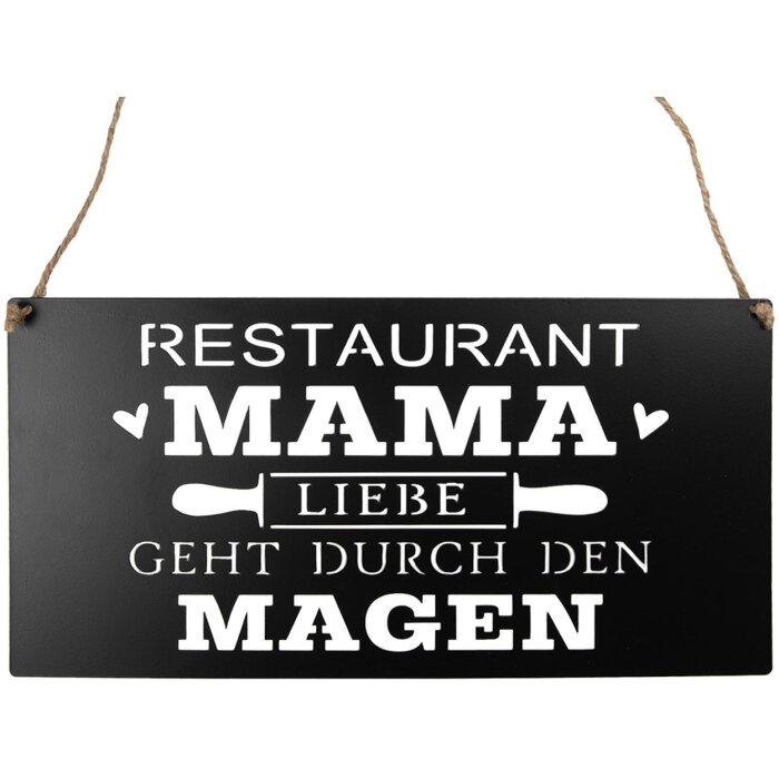 Clayre & Eef 6Y5699 Znak tekstowy Miłość przechodzi przez żołądek Czarny 40x1x20 cm