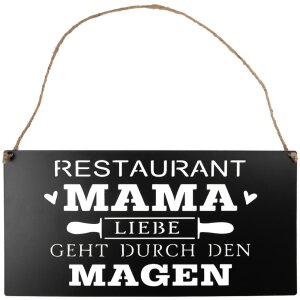Clayre & Eef 6Y5699 Znak tekstowy Miłość przechodzi przez żołądek Czarny 40x1x20 cm