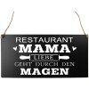 Clayre & Eef 6Y5699 Znak tekstowy Miłość przechodzi przez żołądek Czarny 40x1x20 cm