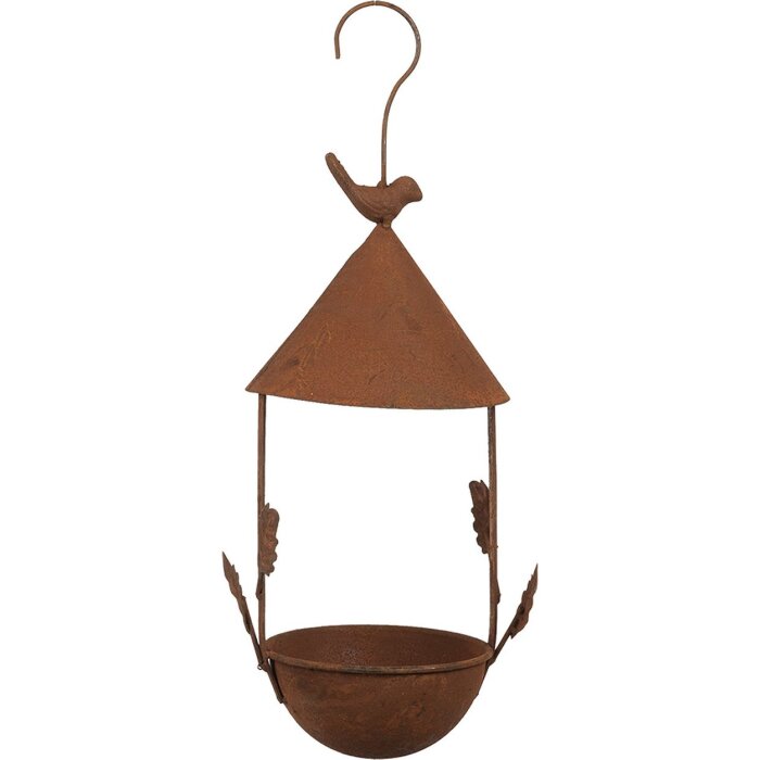Clayre & Eef 6Y5795 Wisząca Wanna dla Ptaków Brązowy Metal 15x14x42 cm Styl Antyczny