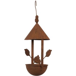 Clayre & Eef 6Y5795 Wisząca Wanna dla Ptaków Brązowy Metal 15x14x42 cm Styl Antyczny