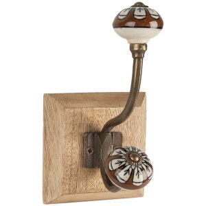 Clayre & Eef 6H2395 Hak ścienny Drewno Metal Brązowy...