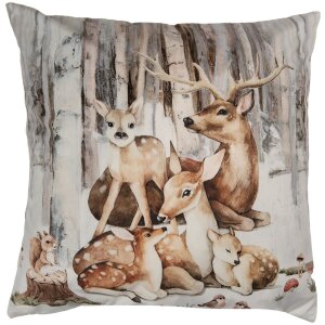 Clayre & Eef KT021.404 poszewka na poduszkę 45x45cm jelenie zwierzęta leśne styl country