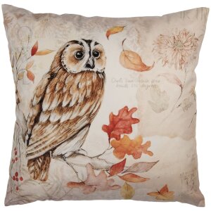 Clayre & Eef KT021.405 Poszewka na poduszkę 45x45 cm Sowa Beżowy Brązowy Styl wiejski