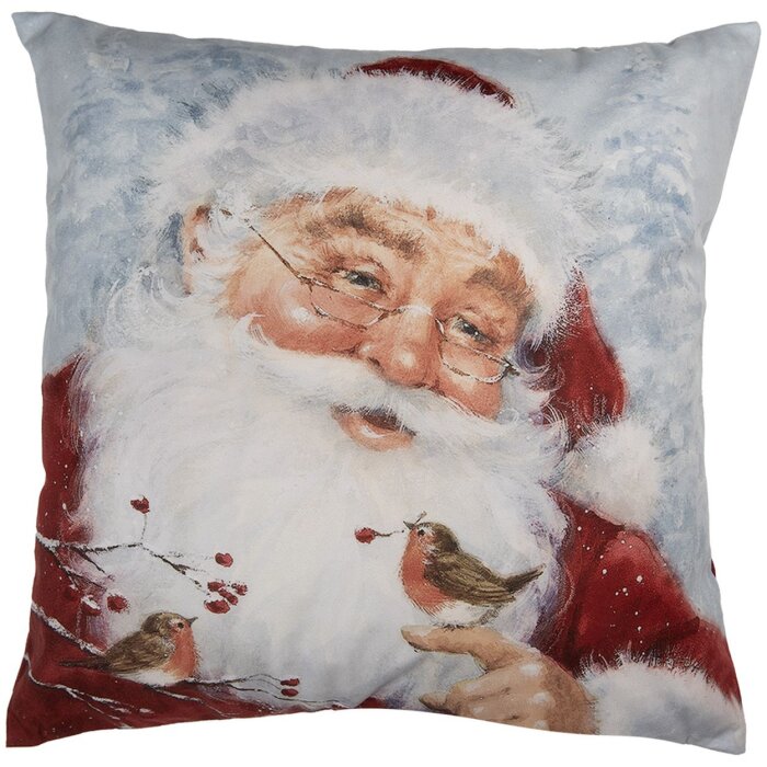 Poszewka na poduszkę Clayre & Eef KT021.406 Świąteczny wzór Szaro-czerwony 45x45 cm
