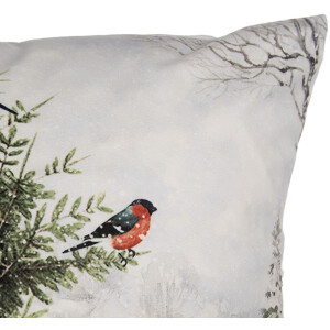 Clayre & Eef KT021.407 Poszewka na poduszkę 45x45 cm Biało-zielona Motyw zimowy w stylu wiejskim
