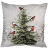 Clayre & Eef KT021.407 Poszewka na poduszkę 45x45 cm Biało-zielona Motyw zimowy w stylu wiejskim