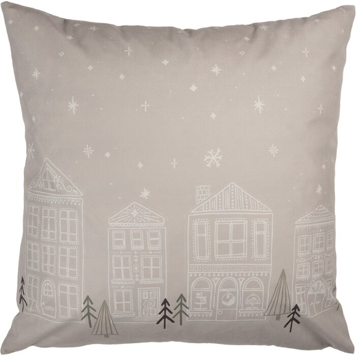 Clayre & Eef KT021.408 Poszewka na poduszkę Beżowa 45x45 cm Zimowy motyw w stylu wiejskim