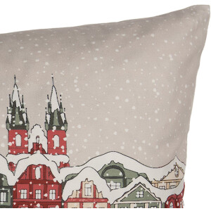 Clayre & Eef KT021.409 Poszewka na poduszkę z motywem zimowym beżowa 45x45 cm