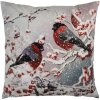 Clayre & Eef KT021.413 Poszewka na poduszkę 45x45cm Zimowe gile Szaro-czerwona